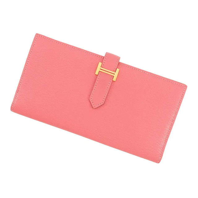 Hermès Bean Soufre Rose Lipstick Chevre Myzore Goatskin in Pink Goatskin from GALLERY RARE