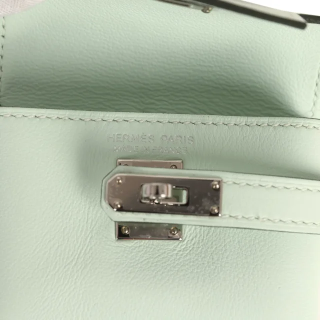 Hermès Kelly Festival Bag Charm Vert Peppermint Swift Palladium Hardware in Green Swift leather from Madison Avenue Couture, photo 7 of 8