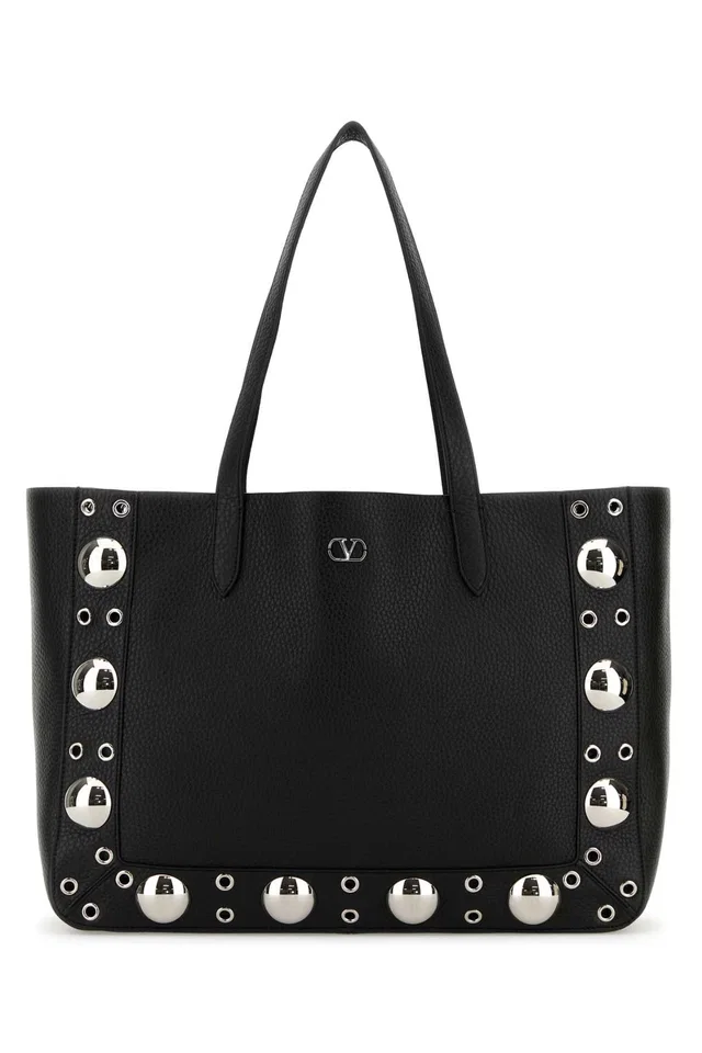 Valentino Garavani Nellcote Tote Bag — Black Calf Leather - Bos Taurus in Black Calfskin from HEWI
