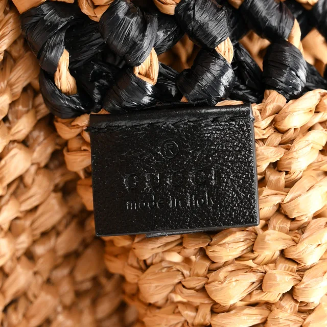 Gucci Effect Large GG Marmont Shoulder Tote Bag Natural Black in Black Raffia from FASHIONPHILE, photo 6 of 10