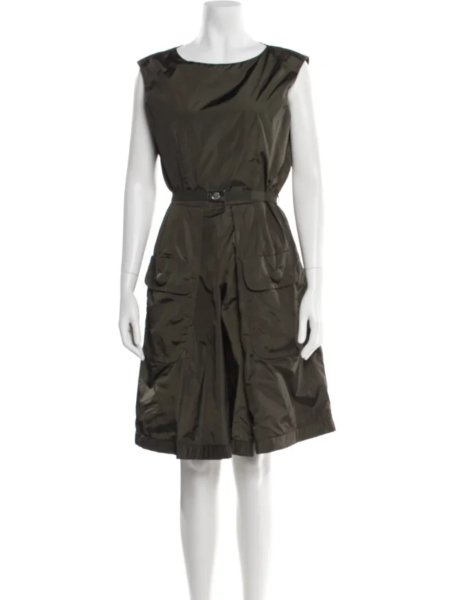 Moncler Crew Neck Knee-Length Dress in green from The RealReal