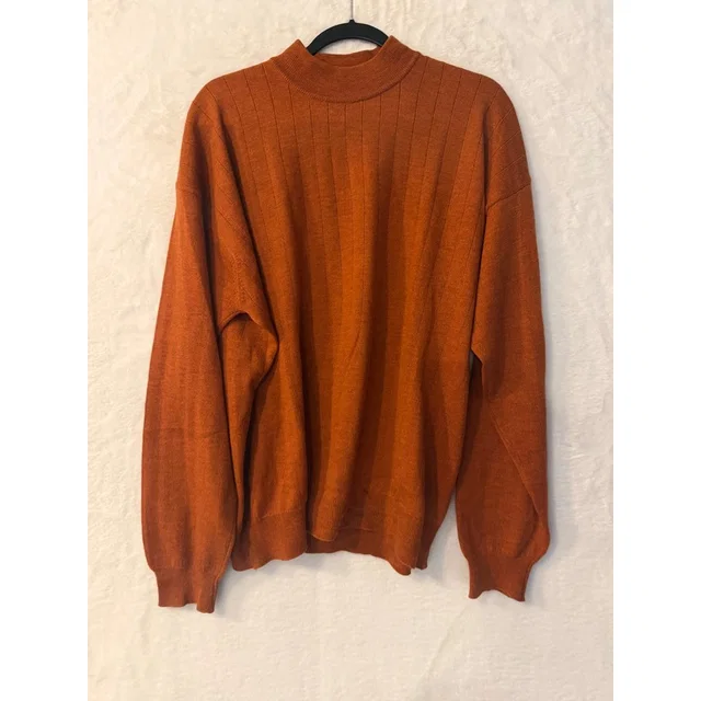 Ponte Vecchio Italy Mens Large Rust Orange Mock Neck Ribbed Knit Sweater in orange from Poshmark