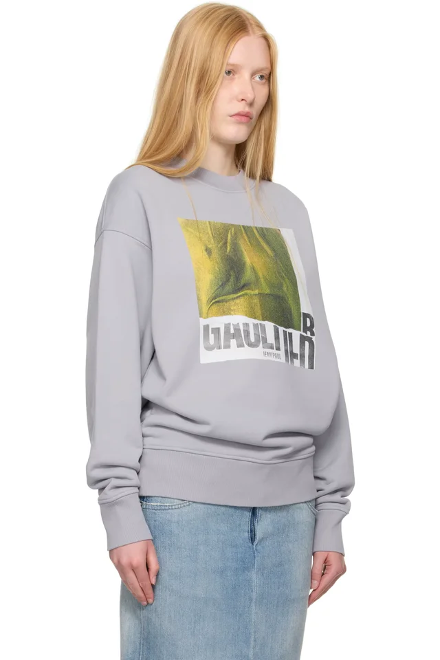 Jean Paul Gaultier SSENSE Exclusive Gray Cotton Water Print Sweatshirt, photo 2 of 4 from SSENSE