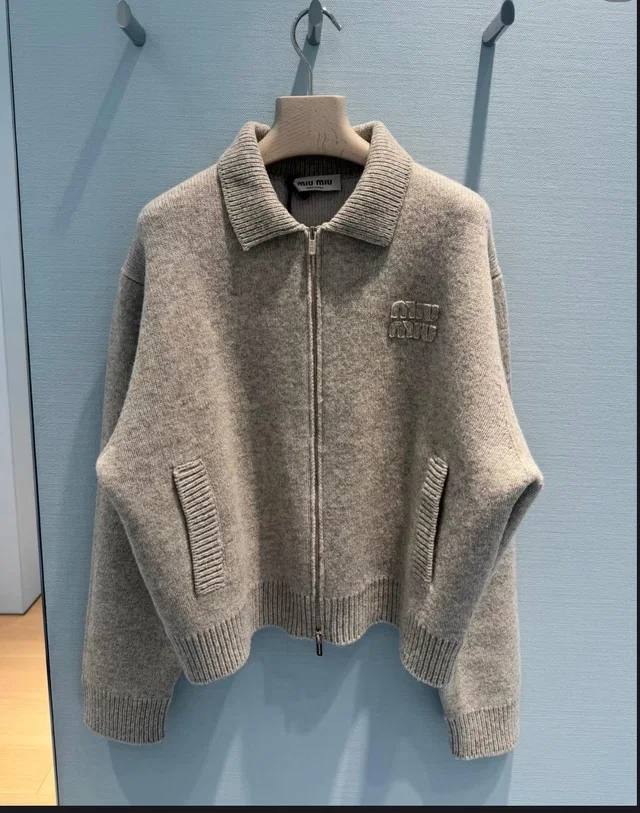Miu Miu Grey Cashmere Blend Cardigan in Grey Cashmere from HEWI