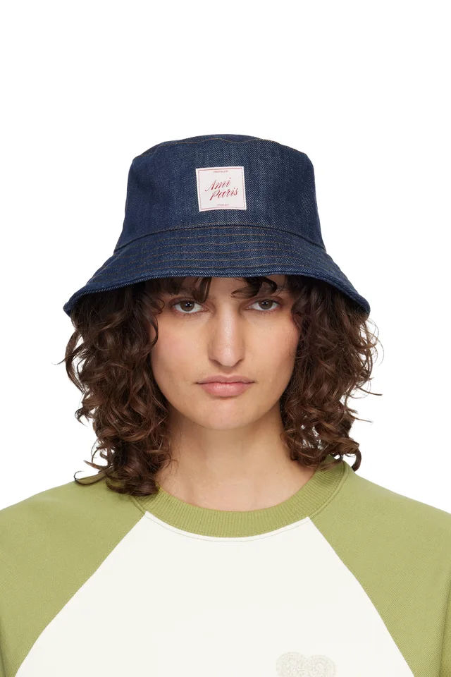 Navy Topstitchings Denim Bucket Hat, image 1 of 1 from SSENSE