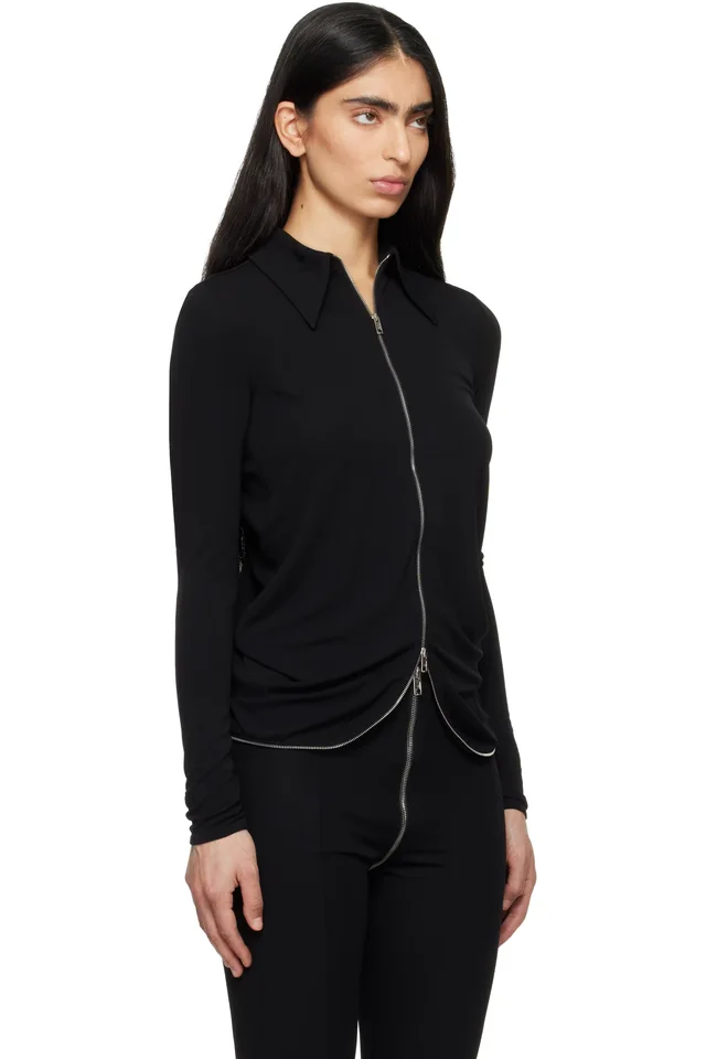Alexander Wang Black Draped Back Zip Shirt, photo 2 of 4 from SSENSE