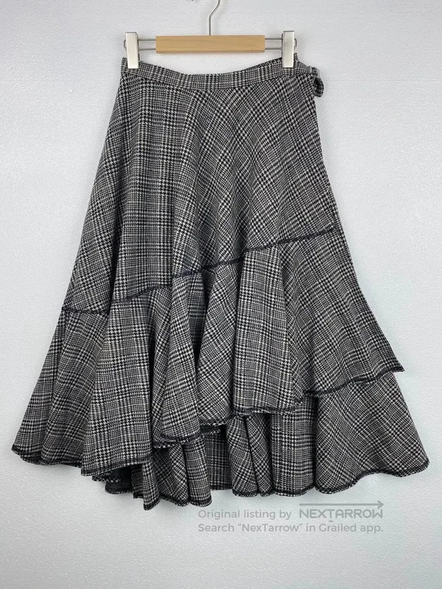 Tricot Cdg 2003aw Houndstooth Wool Wrap Cake Skirt in gray Wool from Grailed