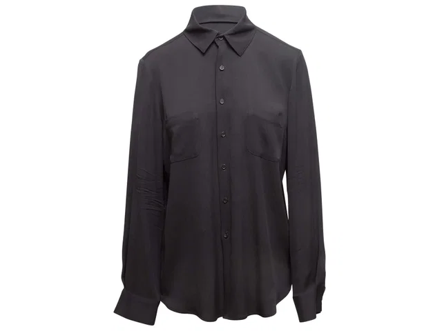 Black The Row Long Sleeve Button-Up Top Size US M in Black from Designer Revival