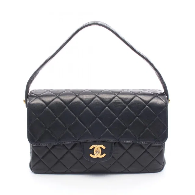 Chanel Quilted Double Face Shoulder Bag Black Lambskin in Black Lambskin from The Reluxe