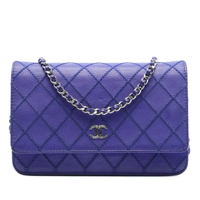 Purple Chanel CC Quilted Calfskin Fancy Wallet On Chain Crossbody Bag in Purple Calfskin from Designer Revival