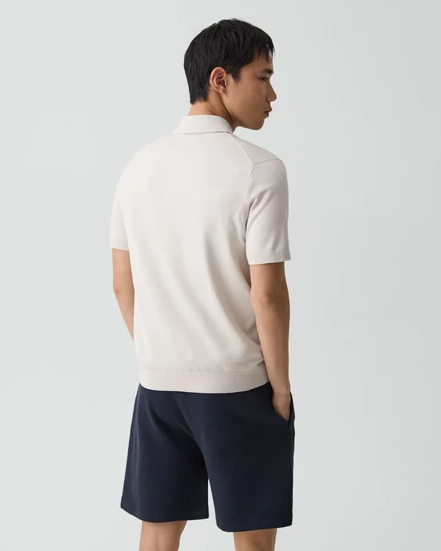Theory Soris Polo Shirt in Light Bilen in SILVER CLOUD 62% Viscose, 38% Polyester; Exclusive Of Elastic, photo 3 of 12 from Theory