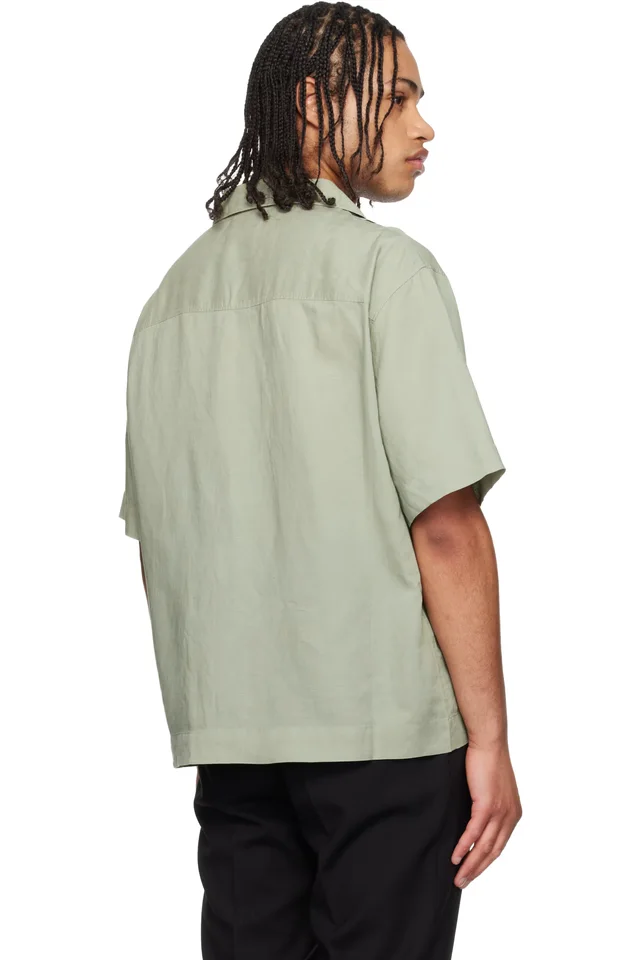 Hugo Green Striped Shirt, photo 3 of 4 from SSENSE