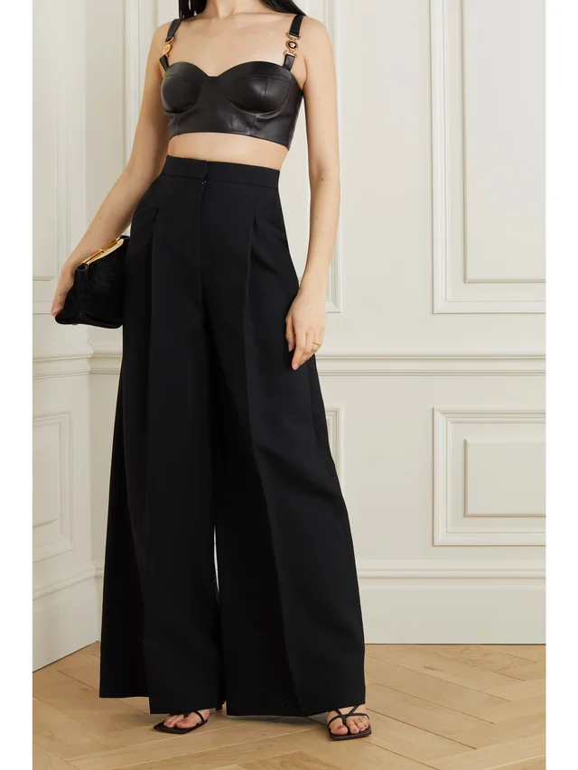 VERSACE Icons embellished jersey-panel leather bustier top in Black, photo 2 of 2 from NET-A-PORTER (Canada)
