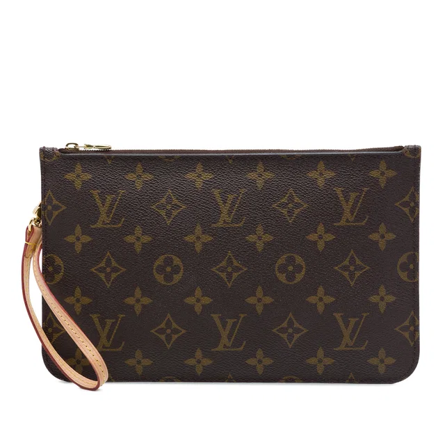 Brown Louis Vuitton Monogram Neverfull MM Pouch in Brown Coated canvas from Designer Revival