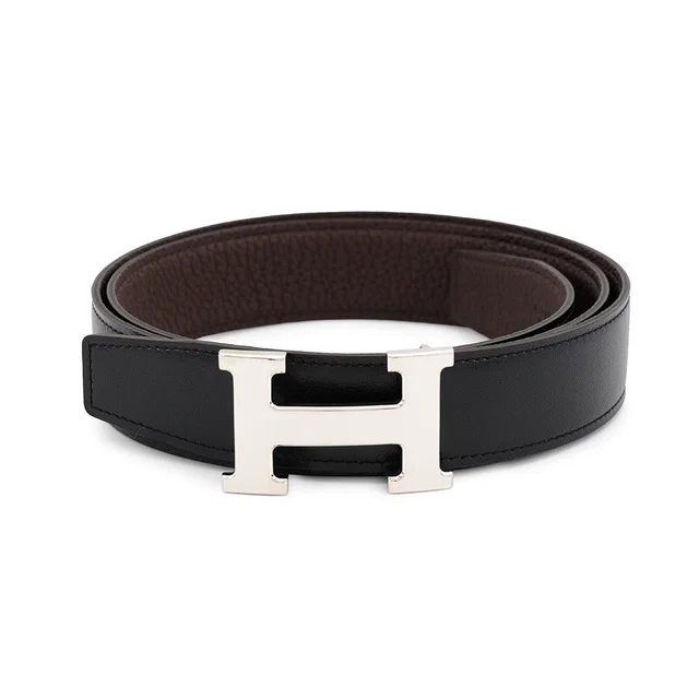 Hermès Constance H Belt Size 95 Black/Chocolat Box Calf Leather Togo Leather in Black Togo leather from GALLERY RARE