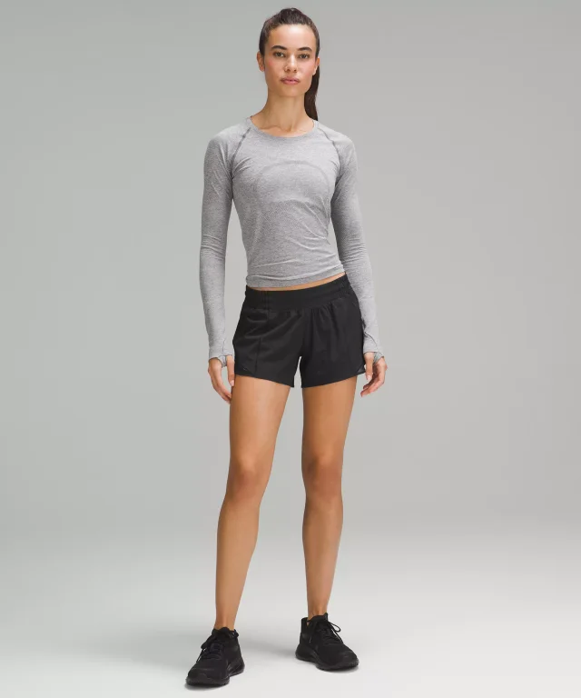 lululemon Hotty Hot Low-Rise Lined Short 4" in Black, photo 2 of 6 from lululemon