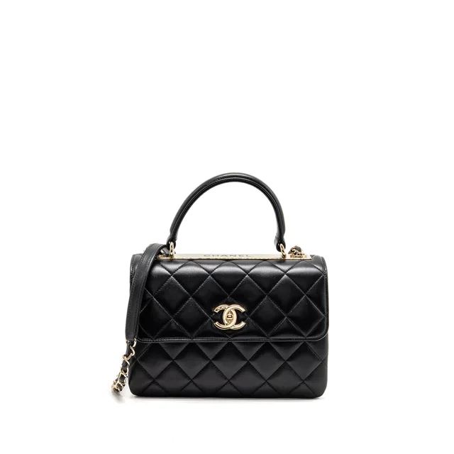 Chanel Top Handle Trendy CC Flap Bag Lambskin Black LGHW in Black Lambskin from EMIER