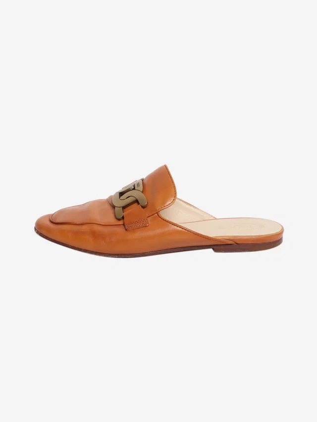 Tod's Tan Kate leather mules - size EU 38 in Brown Leather from Sign of the Times