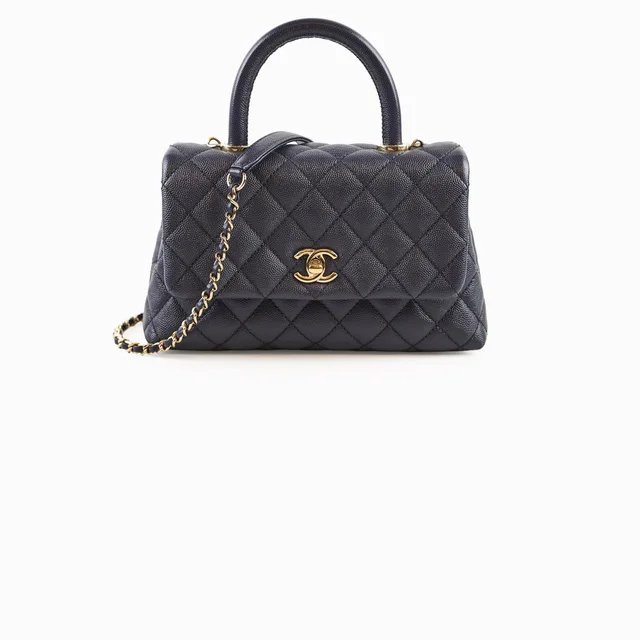 Chanel Small Coco Handle Caviar Navy in Navy Caviar leather from The Purse Affair