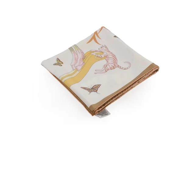Hermès Story Silk Scarf 90 White/Beige in White Silk from The Purse Affair