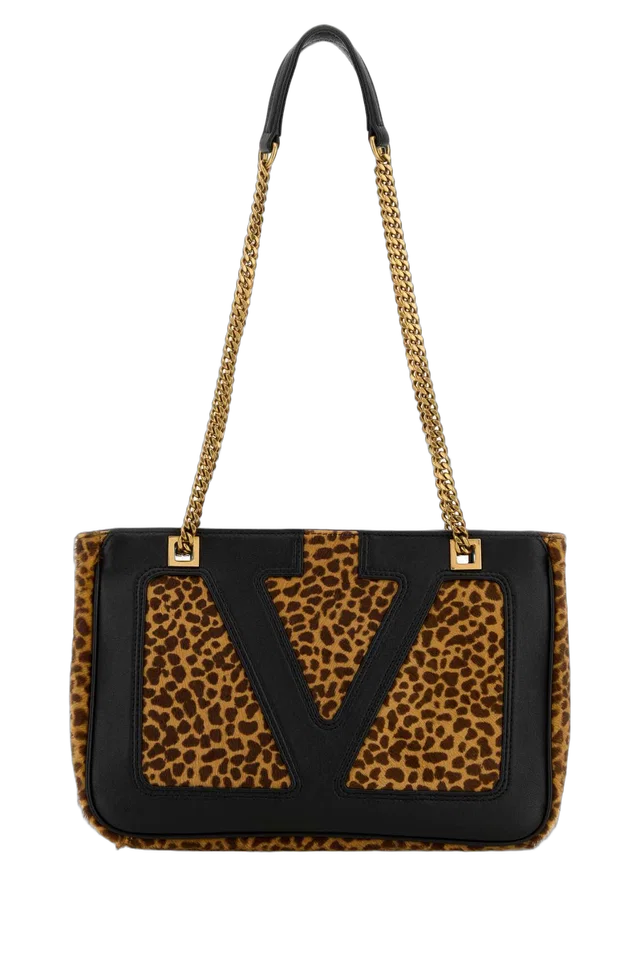 Valentino Garavani Calf Hair Colour-Block Shoulder Bag — Brown in Brown Leather from HEWI