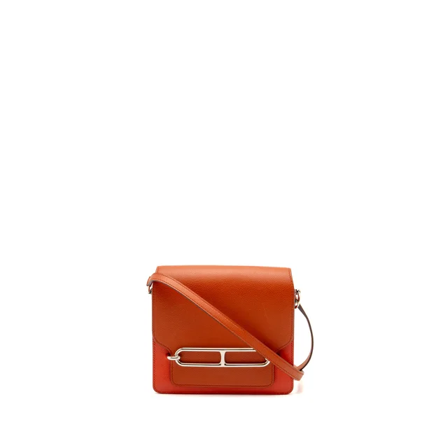 Hermès Mini Roulis Evercolor Bicolor Capucine / Terre Battue SHW Stamp Z in Leather from EMIER