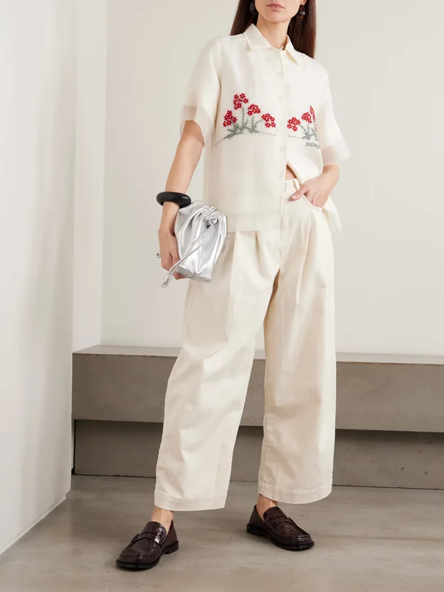 S.S.DALEY Ivy pleated cropped mid-rise barrel-leg jeans in Beige, photo 2 of 2 from NET-A-PORTER (Canada)