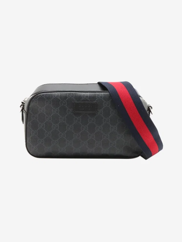 Gucci Black GG Supreme PVC Shoulder Bag in Black Leather from Sign of the Times