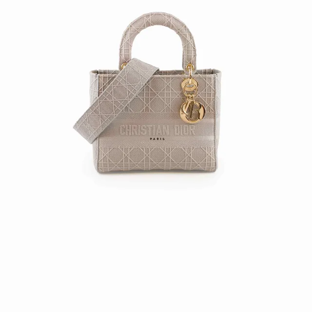 Dior Medium Lady D-Lite Grey in Grey Canvas from The Purse Affair