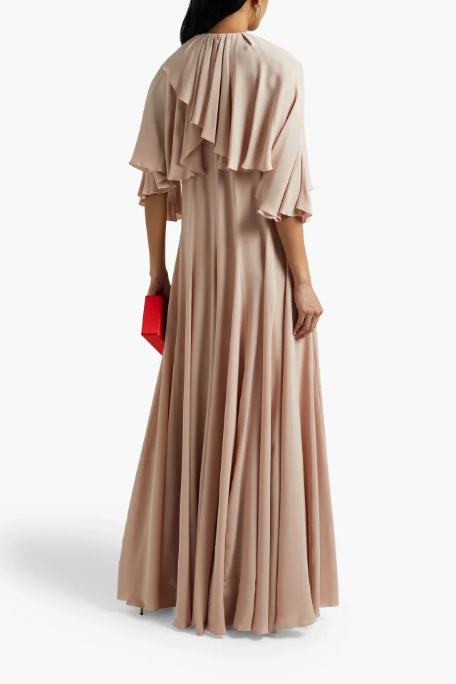 Valentino Garavani Draped Silk-Blend Crepe de Chine Gown in Blush, photo 3 of 4 from THE OUTNET