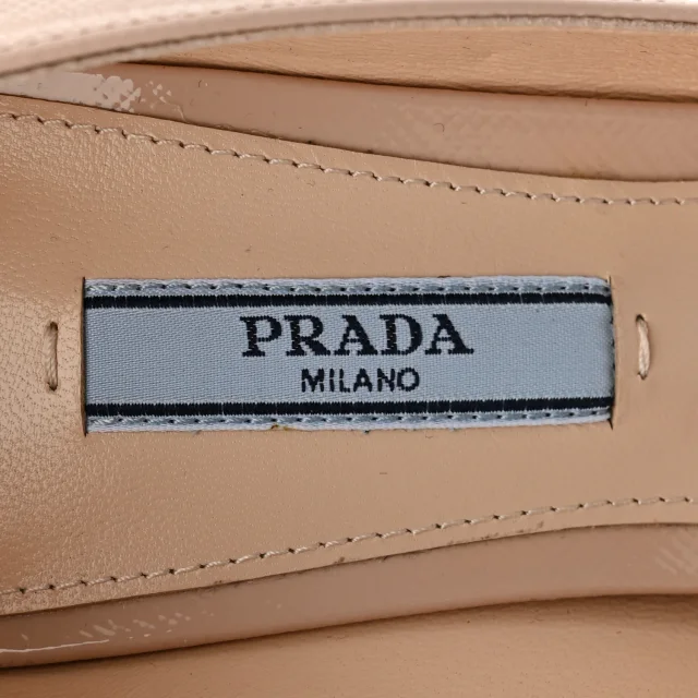 Prada Saffiano Patent Pumps 38.5 Cipria in Saffiano leather from FASHIONPHILE, photo 7 of 9