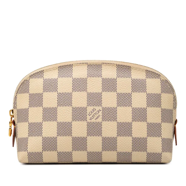 White Louis Vuitton Damier Azur Cosmetic Pouch in White Canvas from Designer Revival