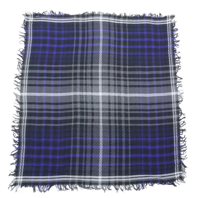 Gucci Shawl Check Pattern Gray Blue 70% Wool Silk Scarf in Blue Silk from The Reluxe