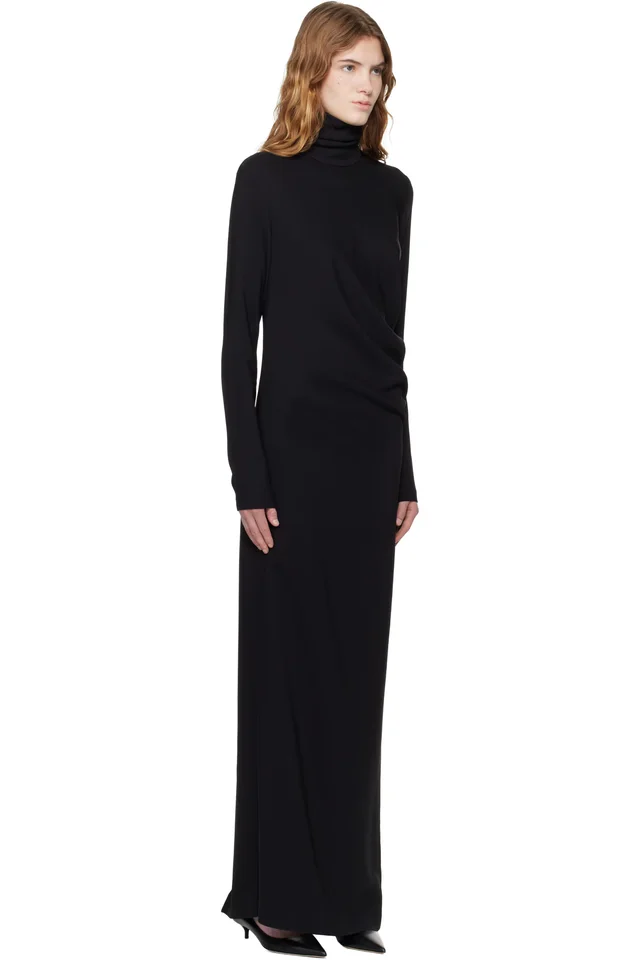 TOTEME Black Long Twist Maxi Dress, photo 2 of 4 from SSENSE