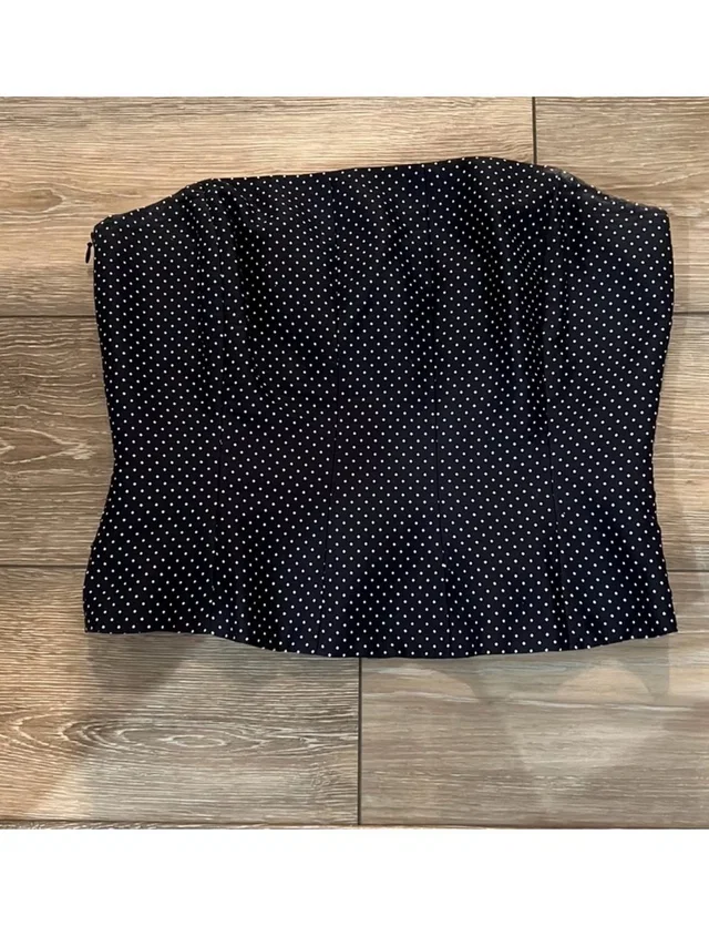 REDValentino Valentino Red - Strapless Black Polka Dot Bustier Top in blue|white from Poshmark