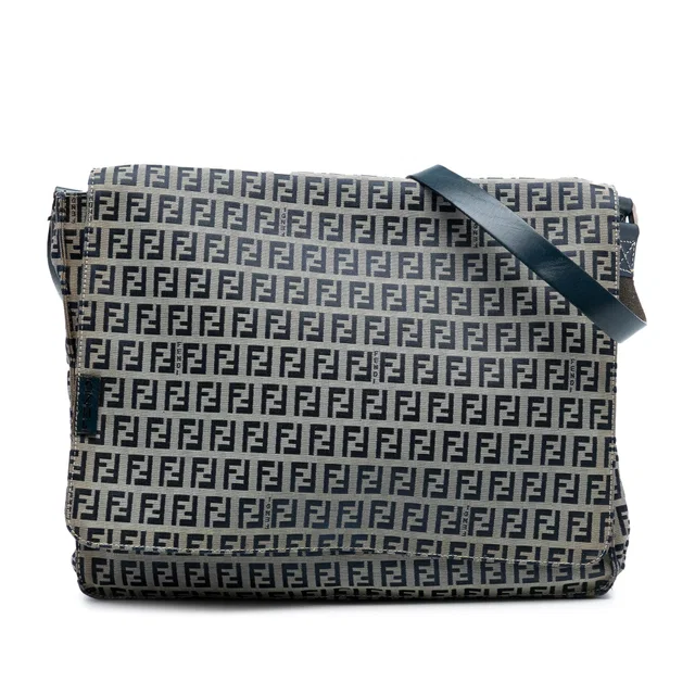 Gray Fendi Zucchino Canvas Crossbody in Grey Canvas from Designer Revival