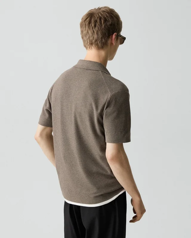 Theory Brenan Polo Shirt in Light Bilen in MOREL MELANGE 62% Viscose, 38% Polyester; Exclusive Of Elastic, photo 11 of 14 from Theory