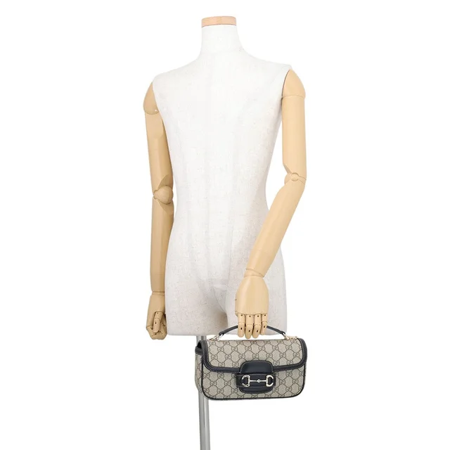 Gucci Horsebit1955 Soft Small Top Handle Bag Beige/Black815206 GG Supreme Leather in Beige Leather from GALLERY RARE, photo 2 of 2