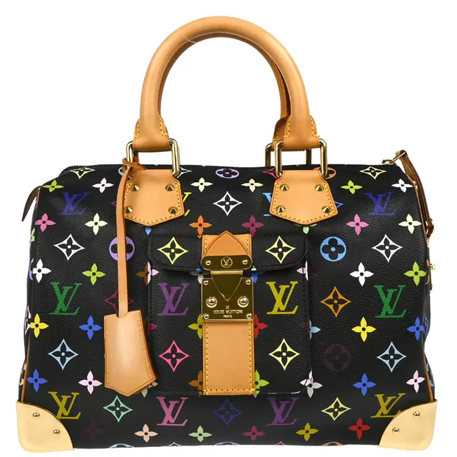 Louis Vuitton 2010 Black Monogram Multicolor Speedy 30 Handbag M92642 in Black Canvas from AMORE Vintage Tokyo