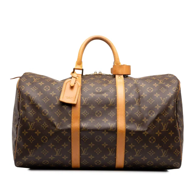 Brown Louis Vuitton Monogram Keepall 50 Travel Bag in Brown Coated canvas from Designer Revival, photo 1 of 1
