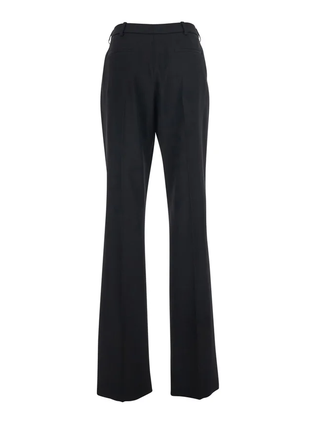 BALENCIAGA Black Straight-leg pants with Front Pleats in Wool for Women in Black 98% Wool 2% Elastane, photo 4 of 6 from Gaudenzi Boutique