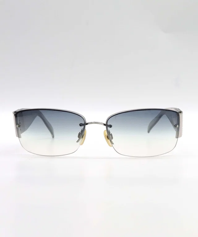 Chanel VINTAGE RHINESTONE SUNGLASSES Blue EYEWEAR in Blue Leather from Luxury Promise
