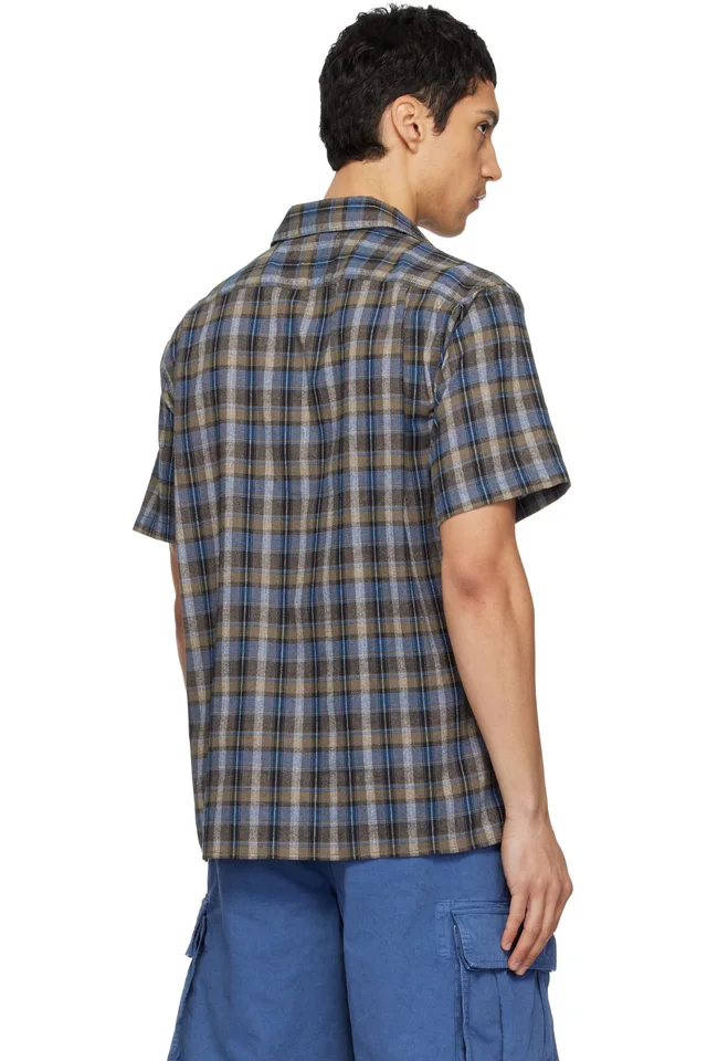 ERL Gray & Blue Check Short Sleeve Shirt, photo 3 of 4 from SSENSE