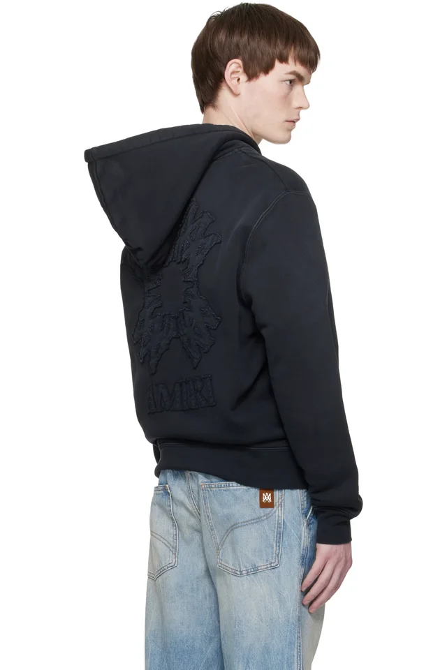 AMIRI Black MA Quad Zip Hoodie, photo 3 of 4 from SSENSE