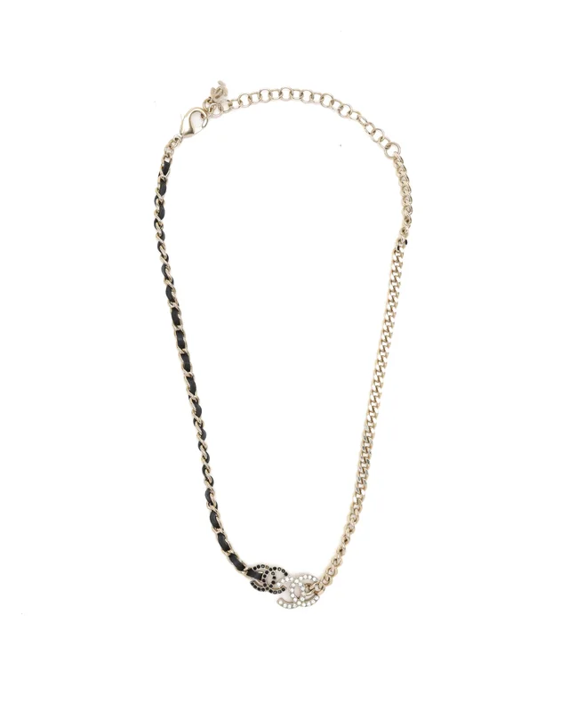 Chanel Coco Mark Rhinestone Choker in Woven leather from A Retro Tale, photo 3 of 5