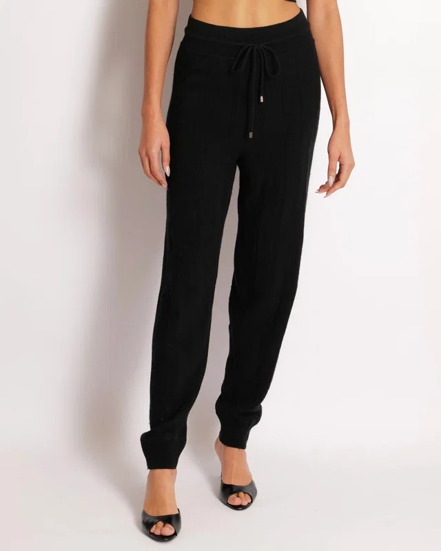 Hermès Black Wool "H" Logo Jogging Pants Size FR 36 (UK 8) in Black Wool from Sellier