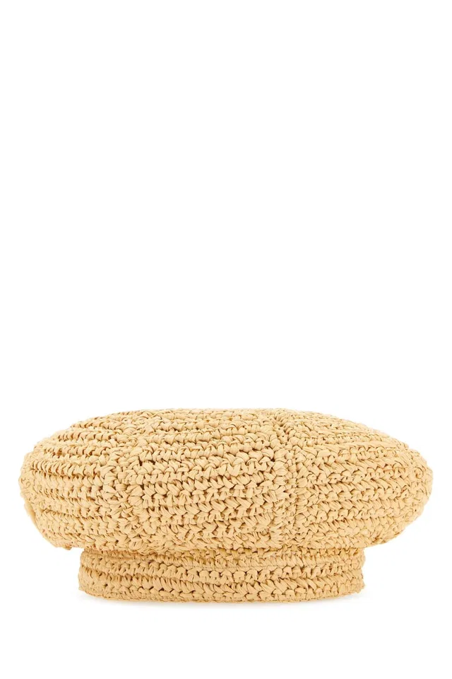 Prada Woven Rafia Bucket Hat — Beige Exterior: Viscose in Beige Woven leather from HEWI