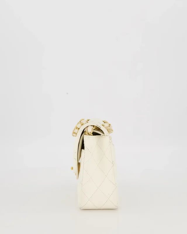 Chanel Vintage White Small Classic Double Flap Bag in White Caviar leather from Sellier, photo 9 of 20