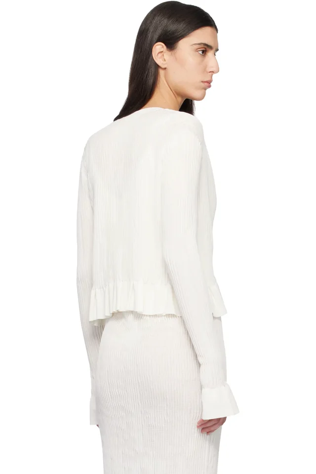 Jil Sander Off-White Long Sleeves Frill Detail Cardigan, photo 3 of 4 from SSENSE