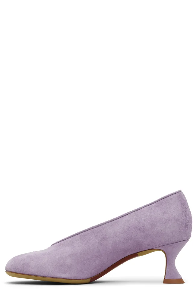 Moschino Purple Duck Suede Heels, photo 3 of 3 from SSENSE
